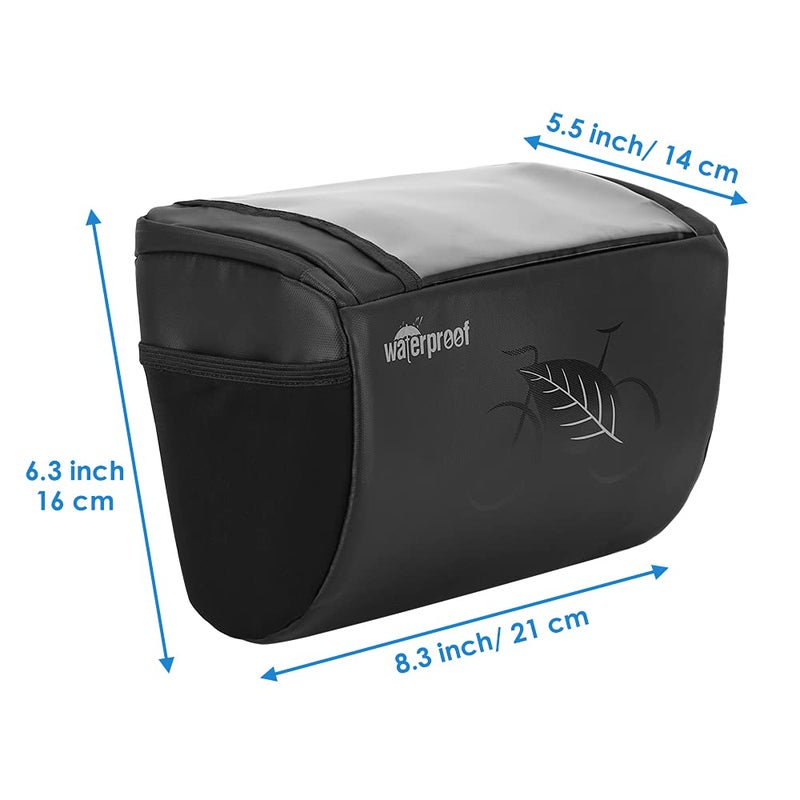 WOTOW Bike Waterproof Handlebar Bag, Bicycle Front Basket Pack with Touch Screen Phone Holder, Reflective Storage Pouch 3L for Men Women Kids Outdoor Road MTB Cycling - Image 5